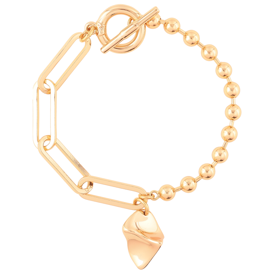 Браслет Xuping Позолота 18K «Комбінований ланцюжок з підвіскою» довжина 18см х 4-7мм фото №1