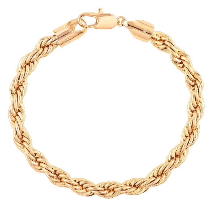 Браслет Xuping Позолота 18K Цепочка плетение Веревка длинна 19см х 4.5мм фото №8