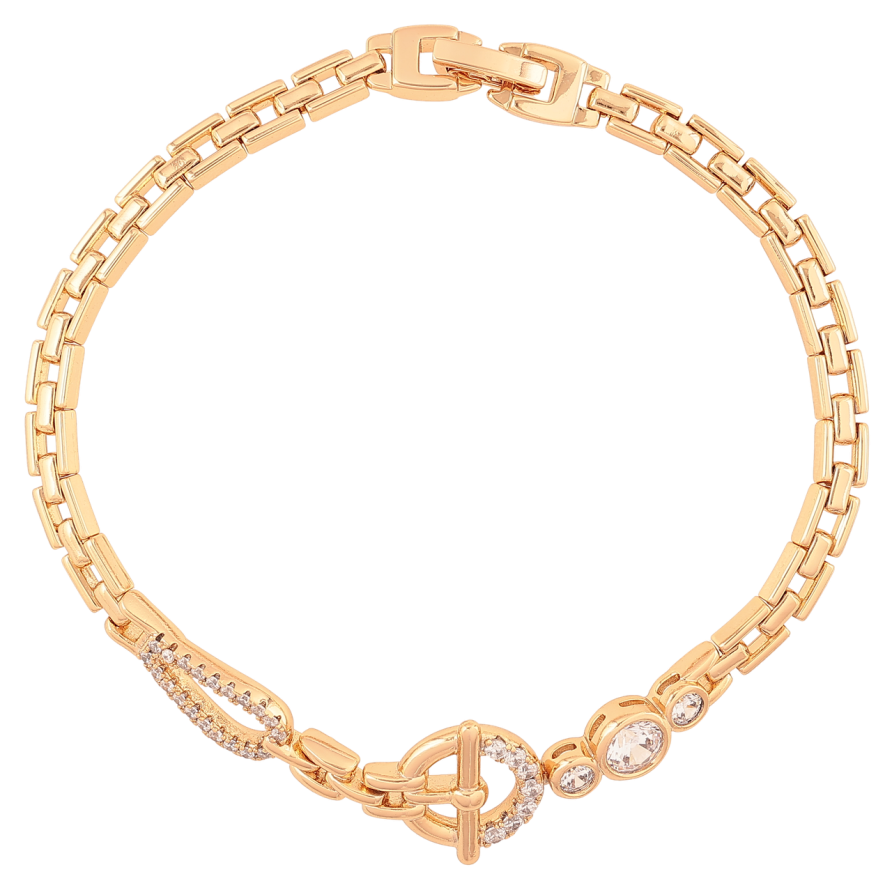 Браслет Xuping Позолота 18K Декоративный узор с цирконием длинна 19см х 4мм фото №1