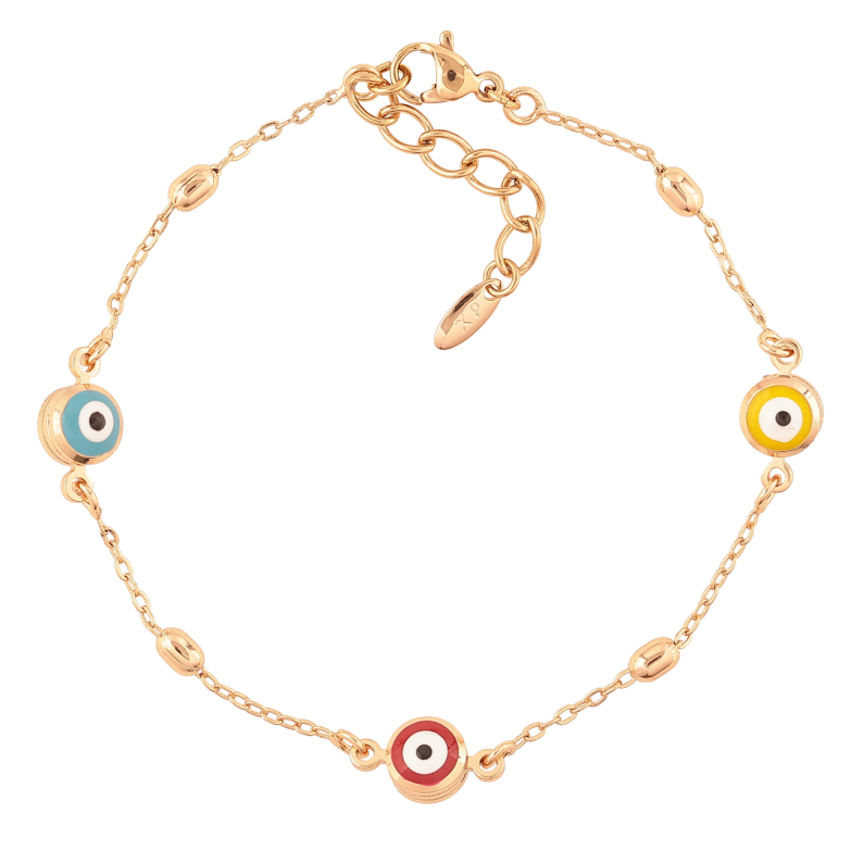 Браслет Xuping Позолота 18K «Ланцюжок з оберегом «Око Фатіми» довжина з доп. ланцюжком 19-22см х 1-7мм фото №3