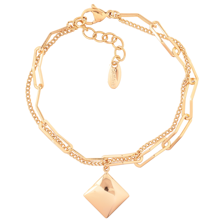 Браслет Xuping Позолота 18K Двойная цепочка с ромбовой подвеской длинна с доп. цепочкой 17-20см х 1-4мм фото №10