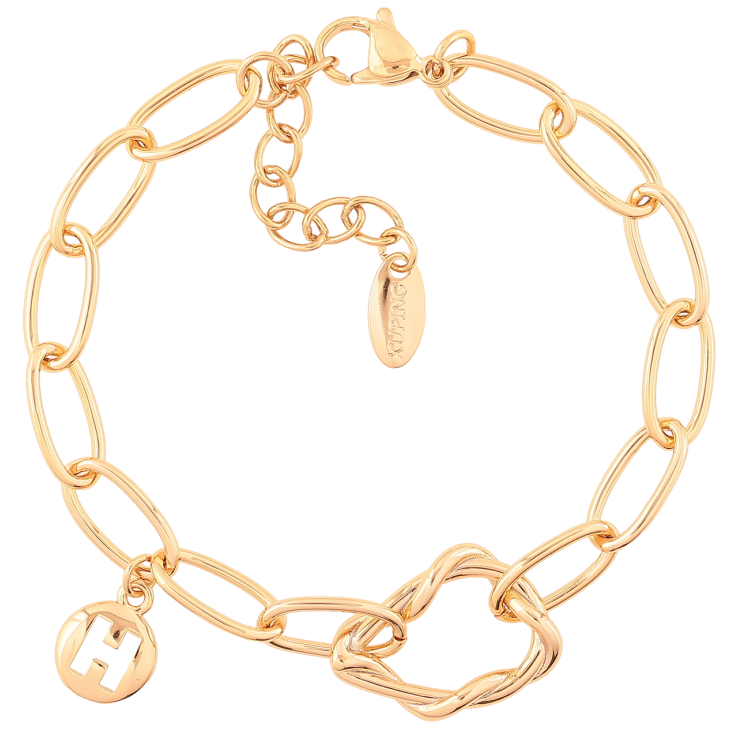 Браслет Xuping Позолота 18K «Ланцюжок з підвіскою Н і вставкою» довжина з доп. ланцюжком 16.5-20см х 6мм фото №9 Браслет Xuping Позолота 18K «Ланцюжок з підвіскою Н і вставкою» довжина з доп. ланцюжком 16.5-20см х 6мм фото №9