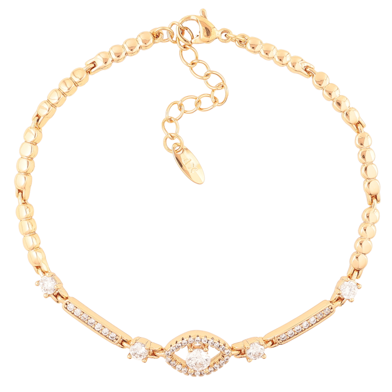 Браслет Xuping Позолота 18K Узор с цирконием длинна с доп. цепочкой 17-20см х 2мм фото №1