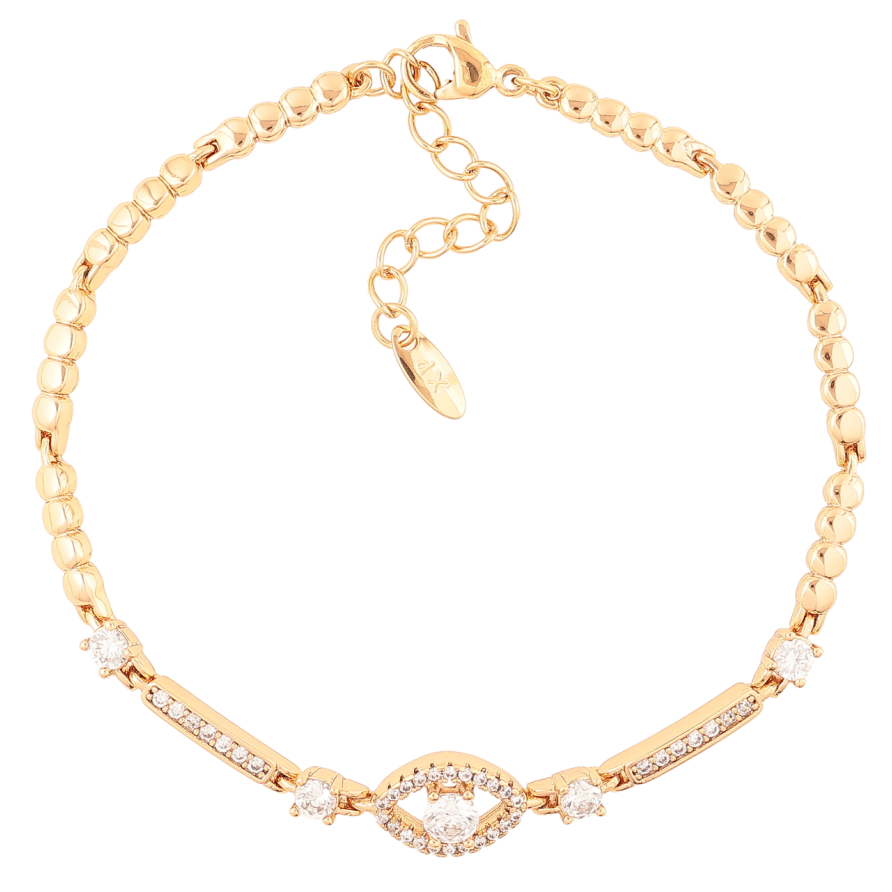 Браслет Xuping Позолота 18K Узор с цирконием длинна с доп. цепочкой 17-20см х 2мм фото №1