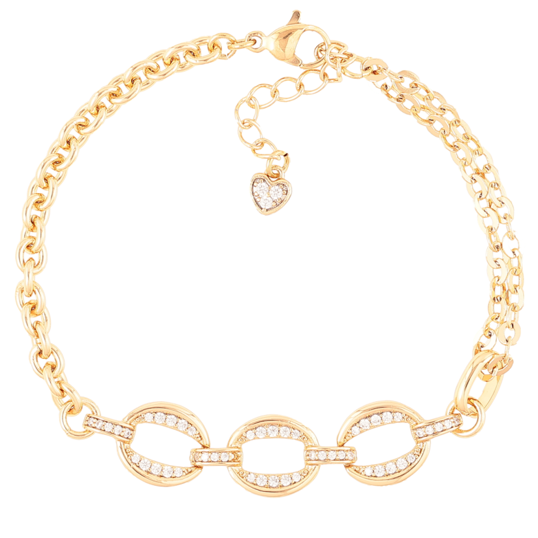 Браслет Xuping Позолота 18K «Ланцюжок Комбінований зі вставкою» довжина з доп. ланцюжком 16.5-20см х 3-4мм фото №1 Браслет Xuping Позолота 18K «Ланцюжок Комбінований зі вставкою» довжина з доп. ланцюжком 16.5-20см х 3-4мм фото №1