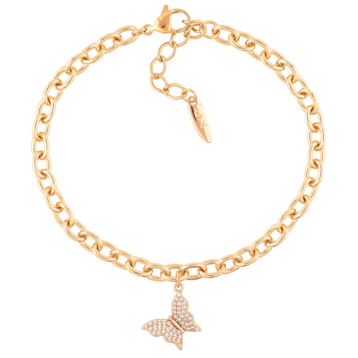 Браслет Xuping Позолота 18K Цепочка Якорная с подвеской бабочка длинна с доп. цепочкой 19-22.5см х 4мм фото №23