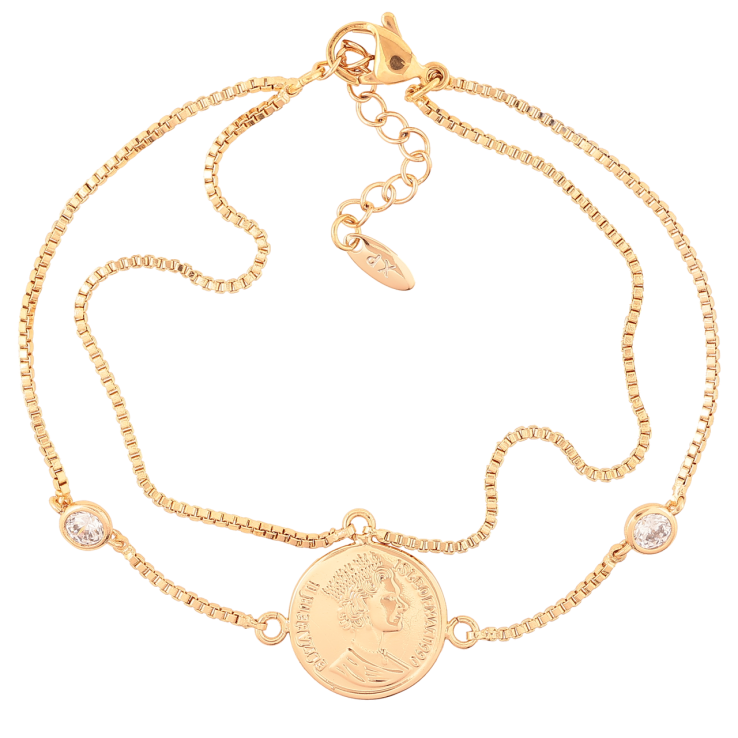 Браслет Xuping Позолота 18K Двойная цепочка с монетой длинна с доп. цепочкой 19-22см х 1мм фото №11