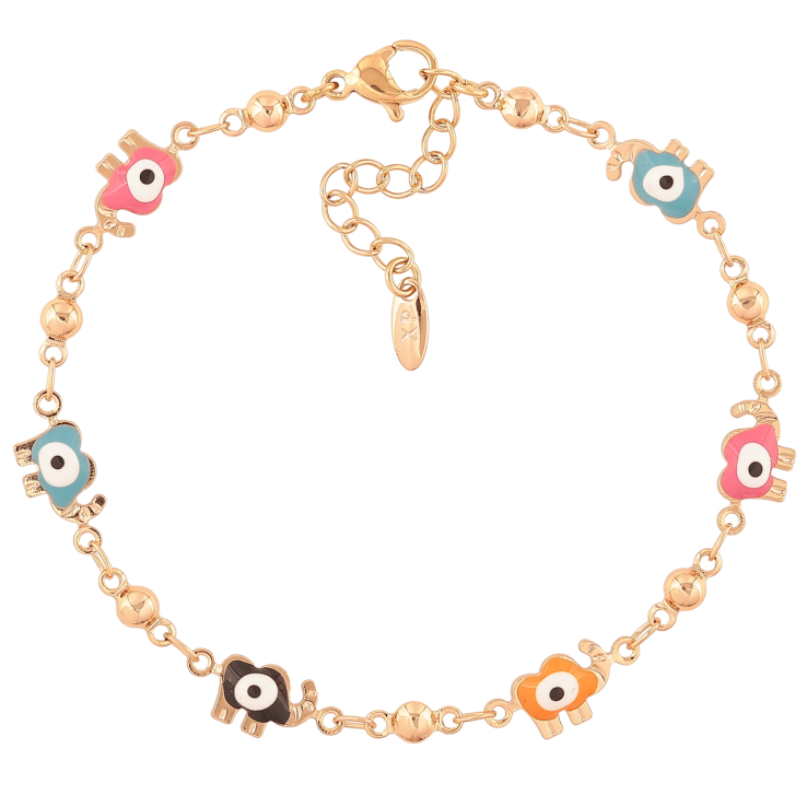 Браслет Xuping Позолота 18K Слоны с оберегом Глаз Фатимы длинна с доп. цепочкой 18-21см х 2мм фото №10