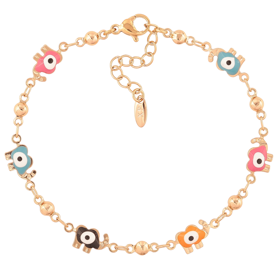 Браслет Xuping Позолота 18K «Слони з оберегом «Око Фатіми» довжина з доп. ланцюжком 18-21см х 2мм фото №1