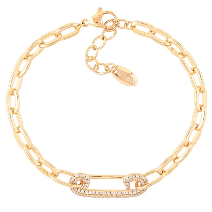 Браслет Xuping Позолота 18K «Шпилька з цирконієм» довжина з доп. ланцюжком 18-21см х 5мм фото №5