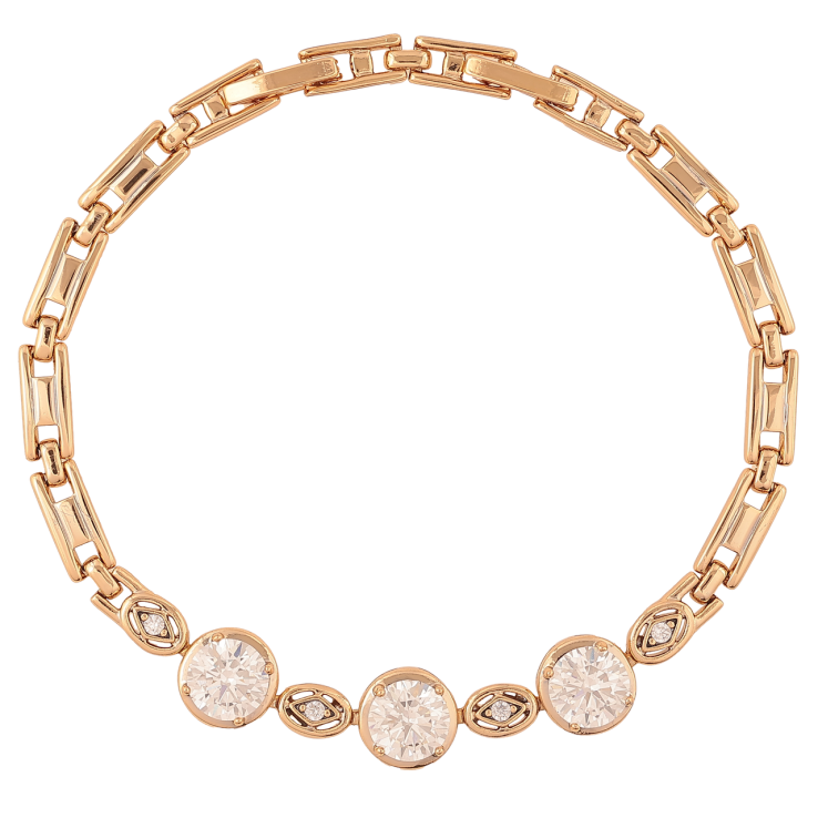 Браслет Xuping Позолота 18K Три фианита длинна с доп. замком 17,19.5см х 4мм фото №9