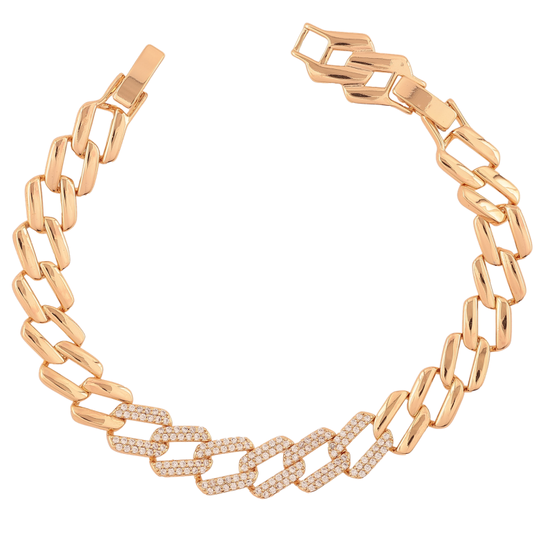 Браслет Xuping Позолота 18K «Ланки з інкрустацією цирконієм» довжина з доп. замком 17,19см х 8мм фото №1