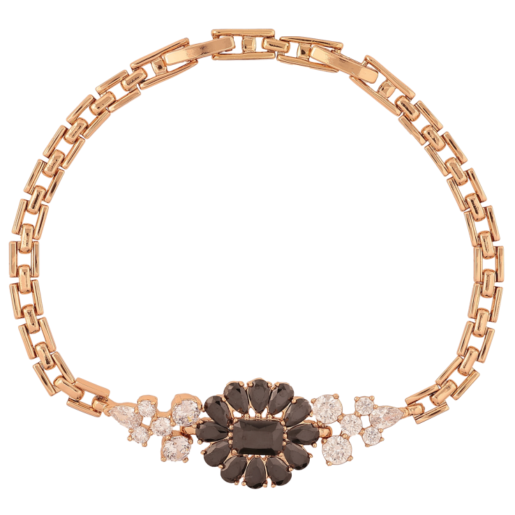 Браслет Xuping Позолота 18K Узор с черными фианитами и цирконием длинна с доп. замком 17.5,19.5см х 4мм фото №16