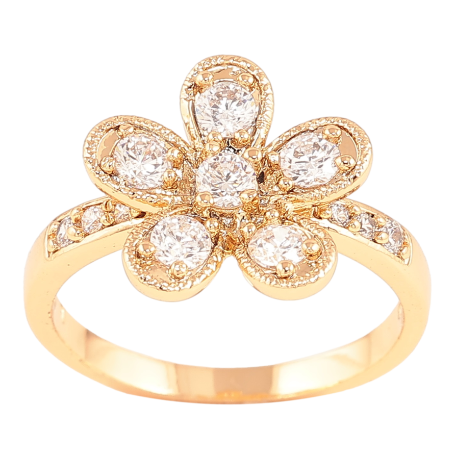 Кольцо Xuping Позолота 18K Кристальный цветок фото №1 Кольцо Xuping Позолота 18K Кристальный цветок фото №1