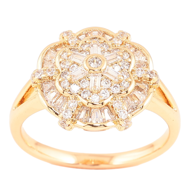 Каблучка Xuping Позолота 18K «Декоративна кришталева квітка» фото №1 Каблучка Xuping Позолота 18K «Декоративна кришталева квітка» фото №1