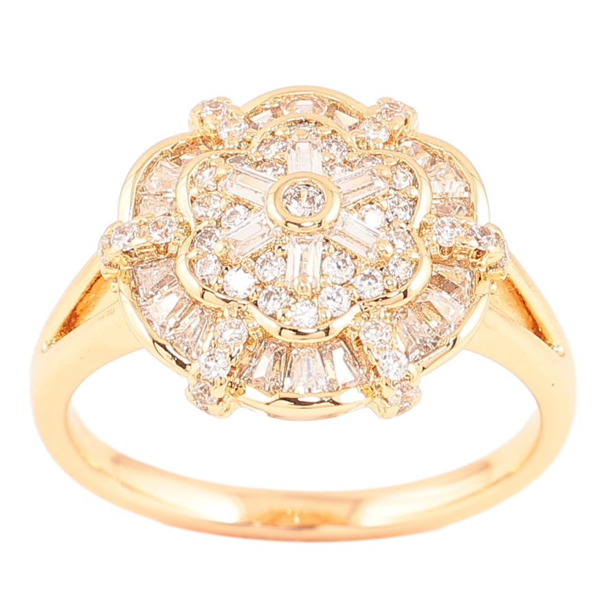 Кольцо Xuping Позолота 18K Декоративный кристальный цветок фото №1 Кольцо Xuping Позолота 18K Декоративный кристальный цветок фото №1