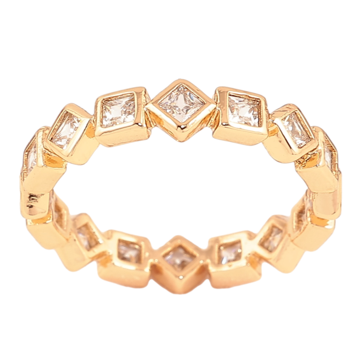 Каблучка Xuping Позолота 18K «Доріжка цирконію у фігурній оправі» фото №12