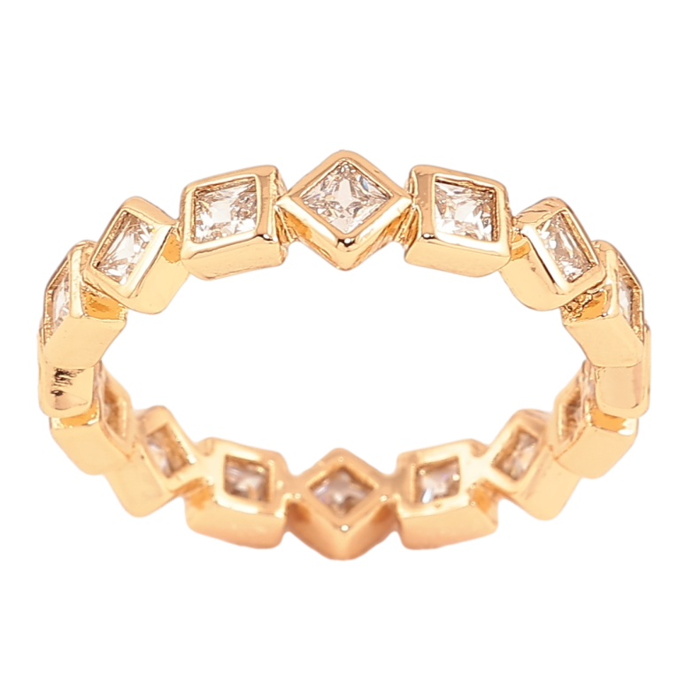 Кольцо Xuping Позолота 18K Дорожка циркония в фигурной оправе фото №1