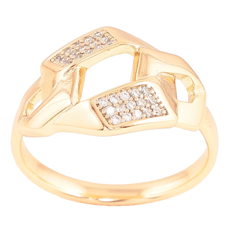 Каблучка Xuping Позолота 18K «Візерунок з цирконієм» фото №6