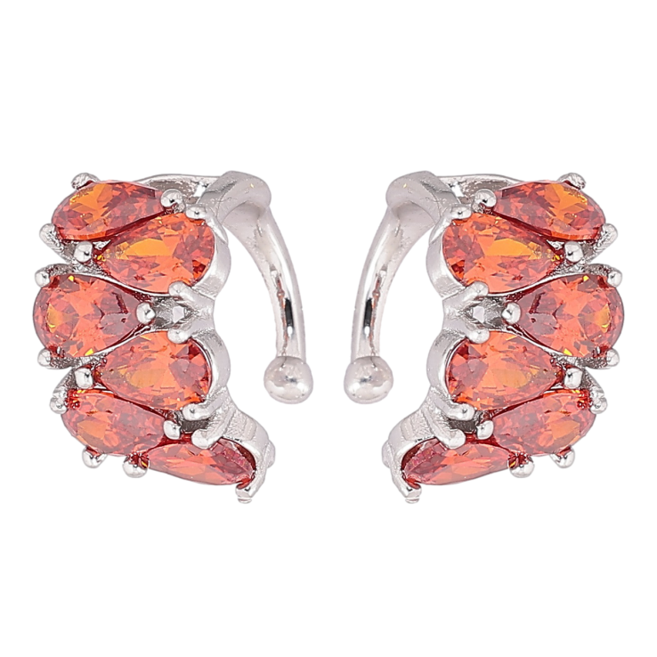 Серьги Xuping Родий каффы Инкрустация красными фианитами фото №3