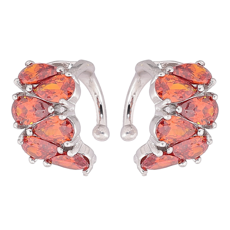 Серьги Xuping Родий каффы Инкрустация красными фианитами фото №1