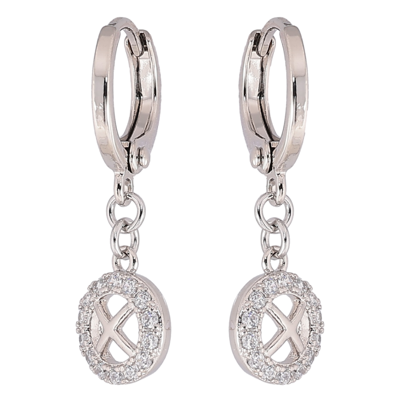 Серьги Xuping Родий подвески на колечках Колечки с цирконием фото №1 Серьги Xuping Родий подвески на колечках Колечки с цирконием фото №1