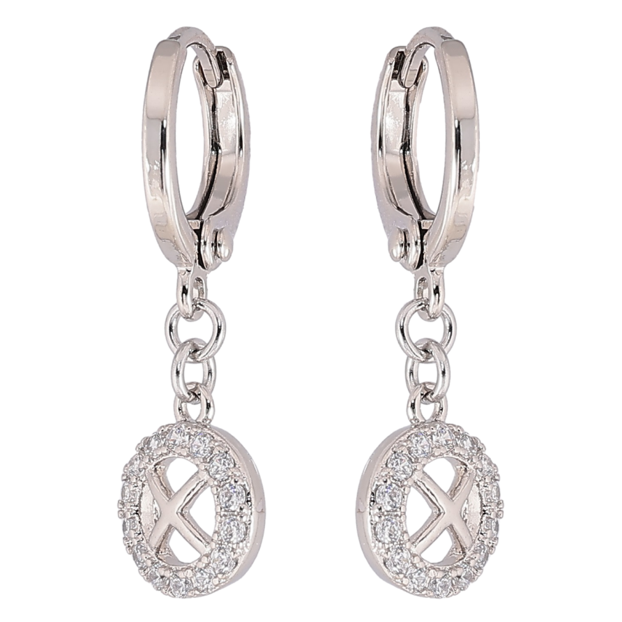 Серьги Xuping Родий подвески на колечках Колечки с цирконием фото №1 Серьги Xuping Родий подвески на колечках Колечки с цирконием фото №1