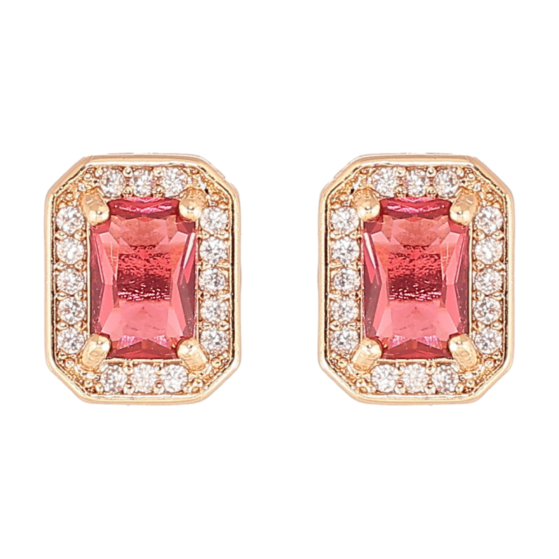 Серьги Xuping M&L Цвет 18K пусеты Малиновые фианиты в обрамлении циркония фото №1