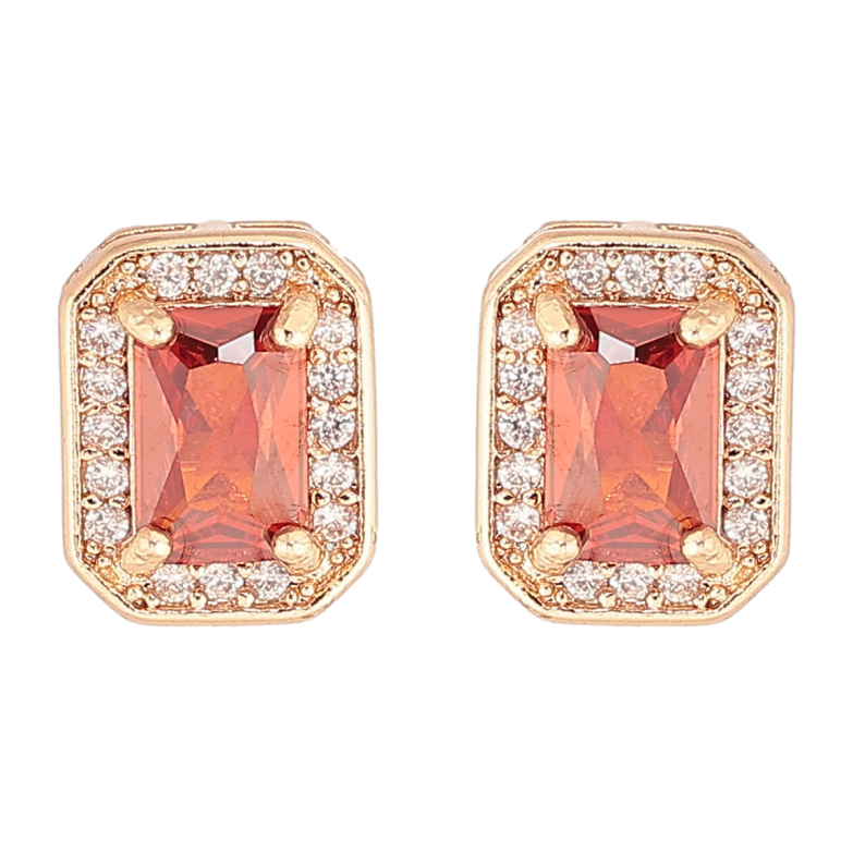 Сережки Xuping M&L Колір 18K пусети «Червоні фіаніти в обрамленні цирконію» фото №1