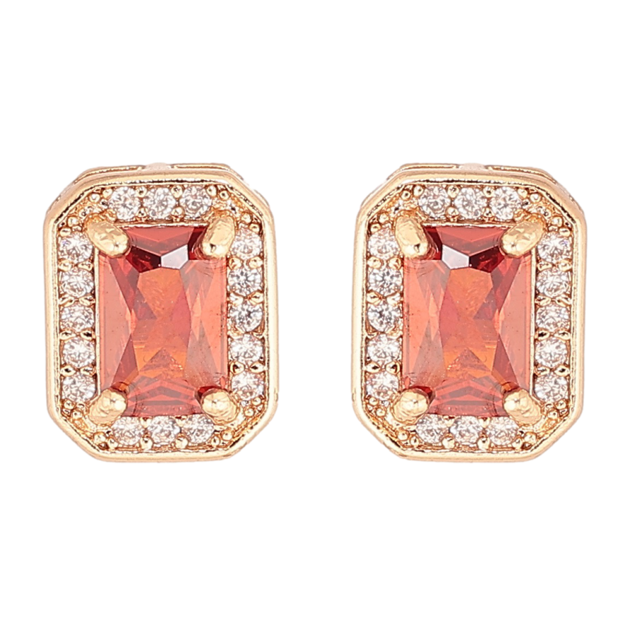 Сережки Xuping M&L Колір 18K пусети «Червоні фіаніти в обрамленні цирконію» фото №1