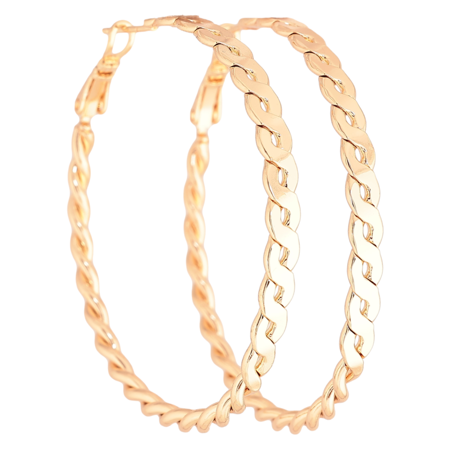 Сережки Xuping M&L Колір 18K кільця (конго) «Візерунок косичка» ø 5см фото №1 Сережки Xuping M&L Колір 18K кільця (конго) «Візерунок косичка» ø 5см фото №1