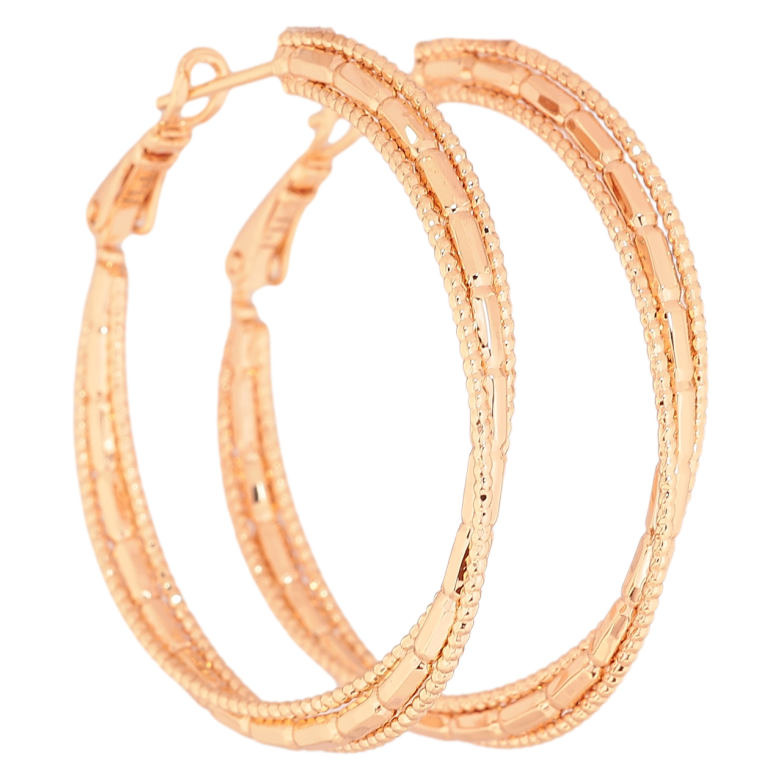 Сережки Xuping M&L Колір 18K кільця (конго) «Декоративний візерунок» ø 4см фото №1 Сережки Xuping M&L Колір 18K кільця (конго) «Декоративний візерунок» ø 4см фото №1