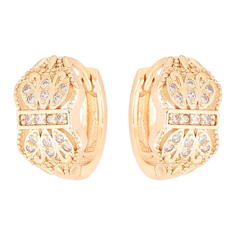 Сережки Xuping M&L Колір 18K колечка «Декоративний візерунок з цирконієм» фото №1