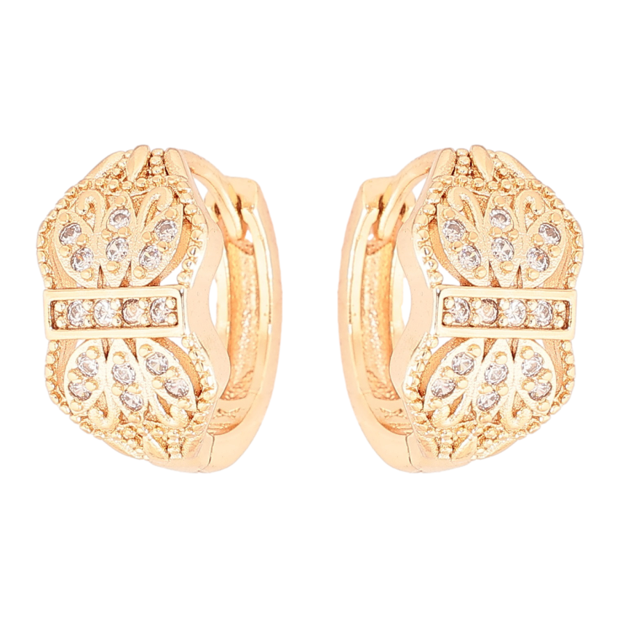 Сережки Xuping M&L Колір 18K колечка «Декоративний візерунок з цирконієм» фото №1