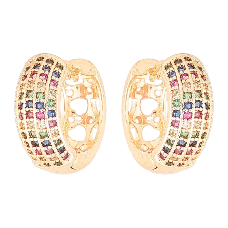 Серьги Xuping M&L Цвет 18K колечки Инкрустация разноцветным цирконием фото №1