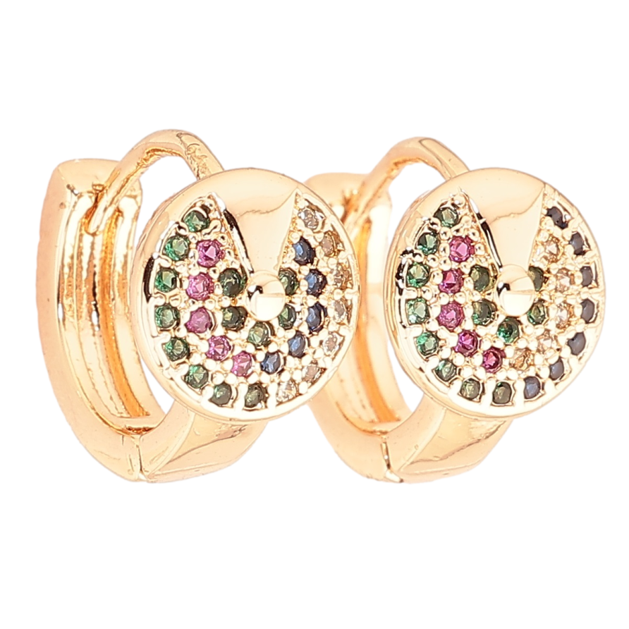 Сережки Xuping M&L Колір 18K колечка «Інкрустація різнокольоровим цирконієм» фото №1