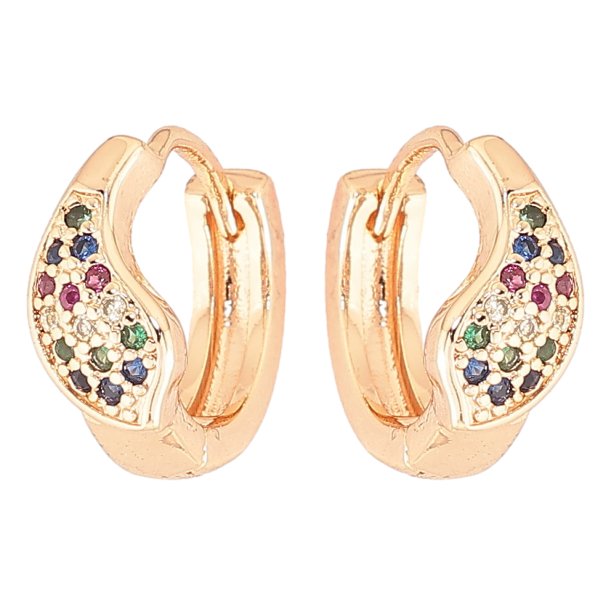 Сережки Xuping M&L Колір 18K колечка «Пелюстки з різнокольоровим цирконієм» фото №1 Сережки Xuping M&L Колір 18K колечка «Пелюстки з різнокольоровим цирконієм» фото №1