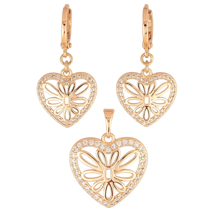Набір Xuping M&L Колір 18K Сережки Кулон «Ажурні сердечка з цирконієм» фото №16