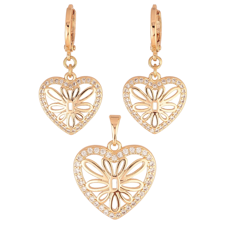 Набор Xuping M&L Цвет 18K Серьги Кулон Ажурные сердечки с цирконием фото №4