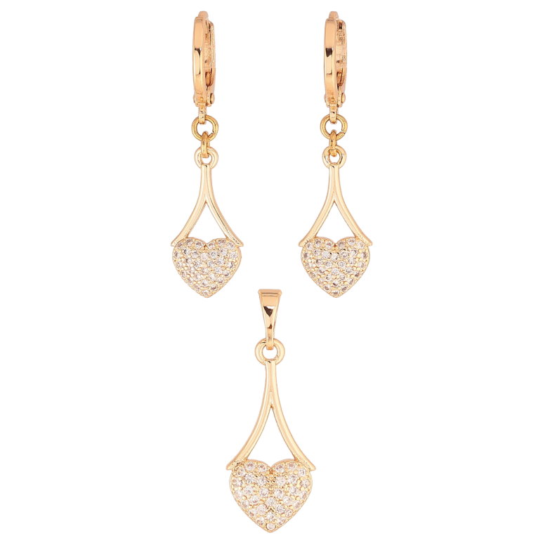 Набір Xuping M&L Колір 18K Сережки Кулон «Сердечка з цирконієм» фото №1