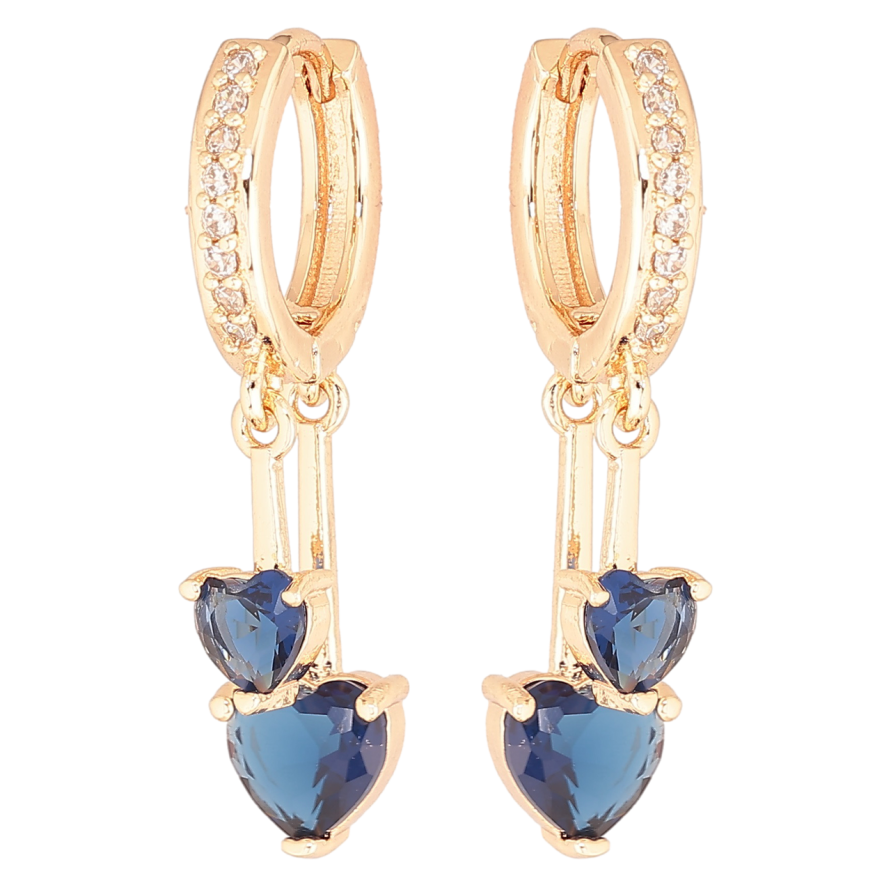 Сережки Xuping M&L Колір 18K підвіски на колечках «Сині кришталеві сердечка» фото №1