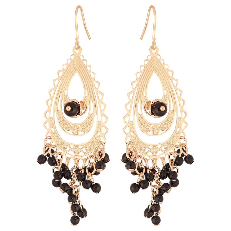 Серьги Xuping M&L Цвет 18K французский замок Декоративные подвески с черными бусинами фото №3