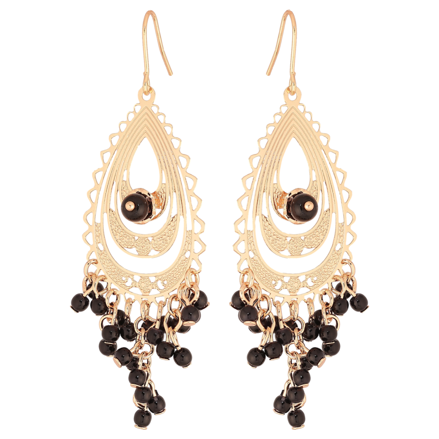 Сережки Xuping M&L Колір 18K французький замок «Декоративні підвіски з чорними намистинами» фото №1