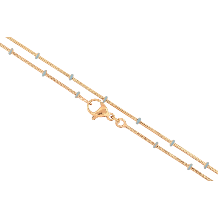 Цепочка Xuping Позолота 18K Плетение Ювелирный шнур с голубыми эмалевыми бусинами длинна 45см х 1мм фото №15