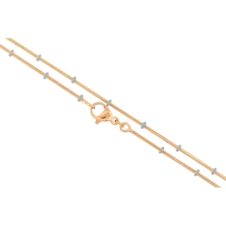 Ланцюжок Xuping Позолота 18K «Плетіння Ювелірний шнур з блакитними емалевими намистинами» довжина 45см х 1мм фото №1 Ланцюжок Xuping Позолота 18K «Плетіння Ювелірний шнур з блакитними емалевими намистинами» довжина 45см х 1мм фото №1