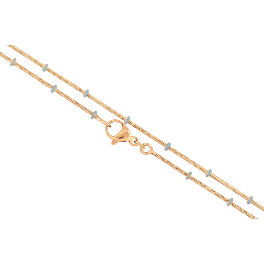 Цепочка Xuping Позолота 18K Плетение Ювелирный шнур с голубыми эмалевыми бусинами длинна 45см х 1мм фото №1 Цепочка Xuping Позолота 18K Плетение Ювелирный шнур с голубыми эмалевыми бусинами длинна 45см х 1мм фото №1