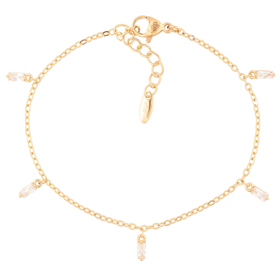 Браслет Xuping Позолота 18K Цепочка с кристальным подвесками длинна с доп. цепочкой 16.5-19см х 1.5мм фото №1