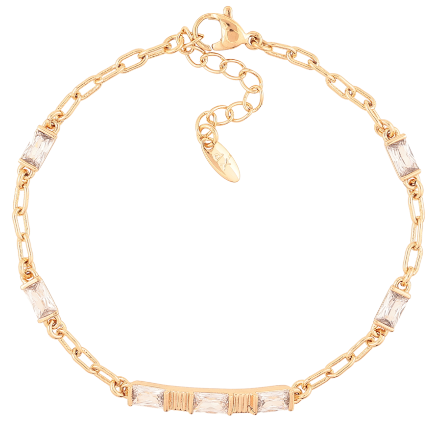 Браслет Xuping Позолота 18K Цепочка с кристальными вставками длинна с доп. цепочкой 17.5-20.5см х 2.5мм фото №1