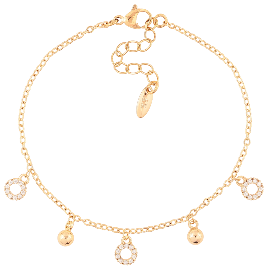 Браслет Xuping Позолота 18K Цепочка с подвесками длинна с доп. цепочкой 16.5-19.5см х 1.5мм фото №1