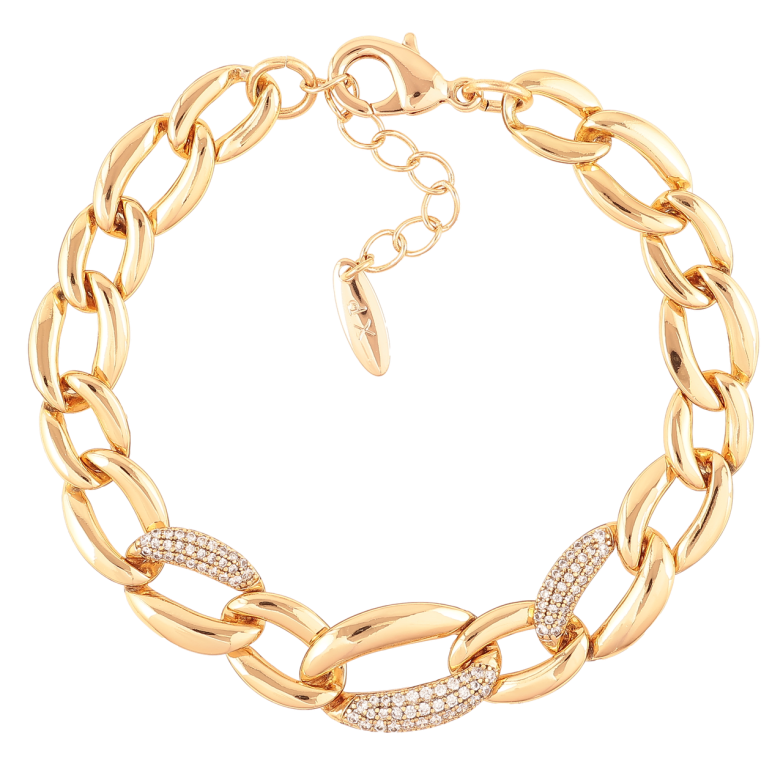 Браслет Xuping Позолота 18K «Ланцюжок з інкрустацією цирконієм» довжина з доп. ланцюжком 19-22.5см х 9мм фото №1 Браслет Xuping Позолота 18K «Ланцюжок з інкрустацією цирконієм» довжина з доп. ланцюжком 19-22.5см х 9мм фото №1